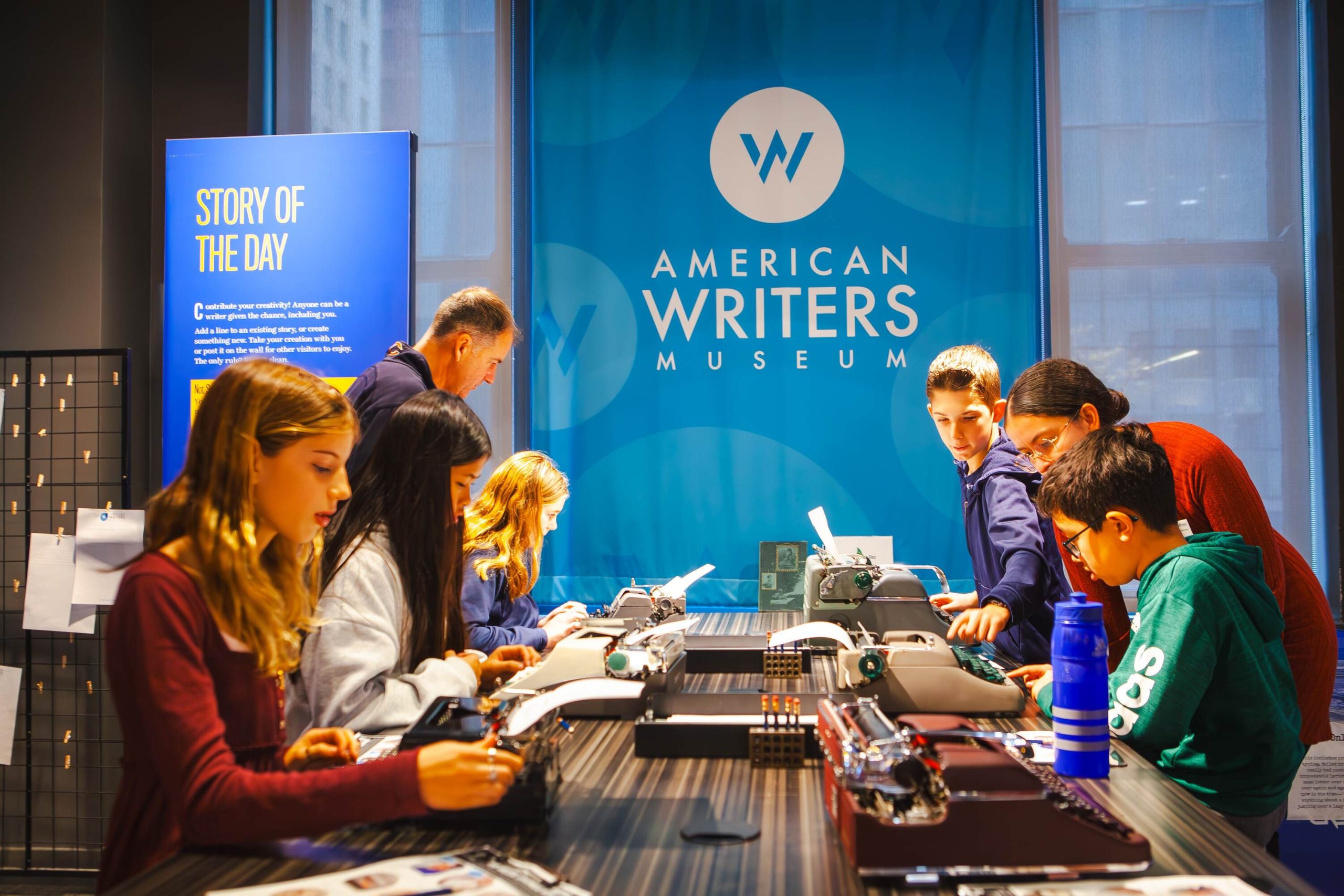 Visitors viewing an exhibition